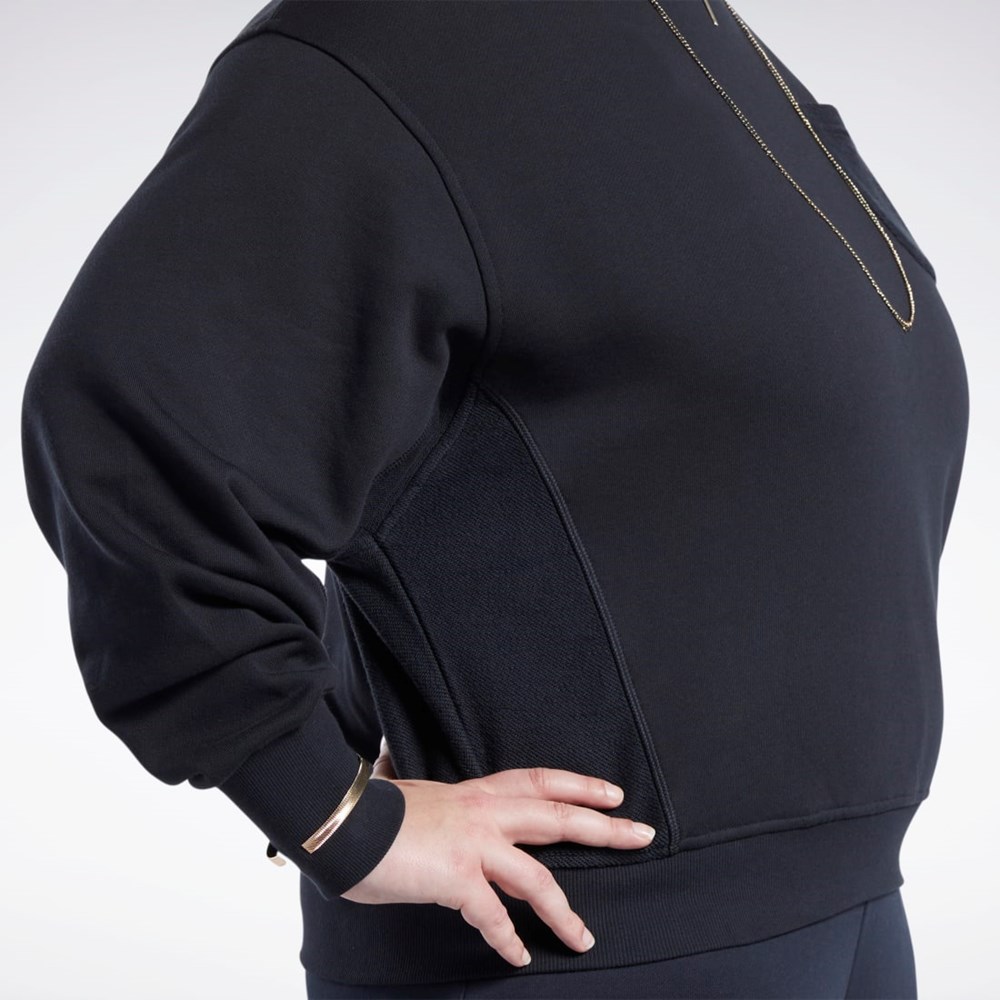 Reebok Classics Bumbac French Terry Sweatshirt (Plus Size) Negrii | 3920861-XF