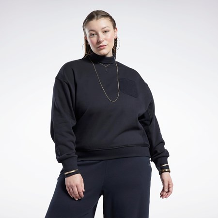 Reebok Classics Bumbac French Terry Sweatshirt (Plus Size) Negrii | 3920861-XF